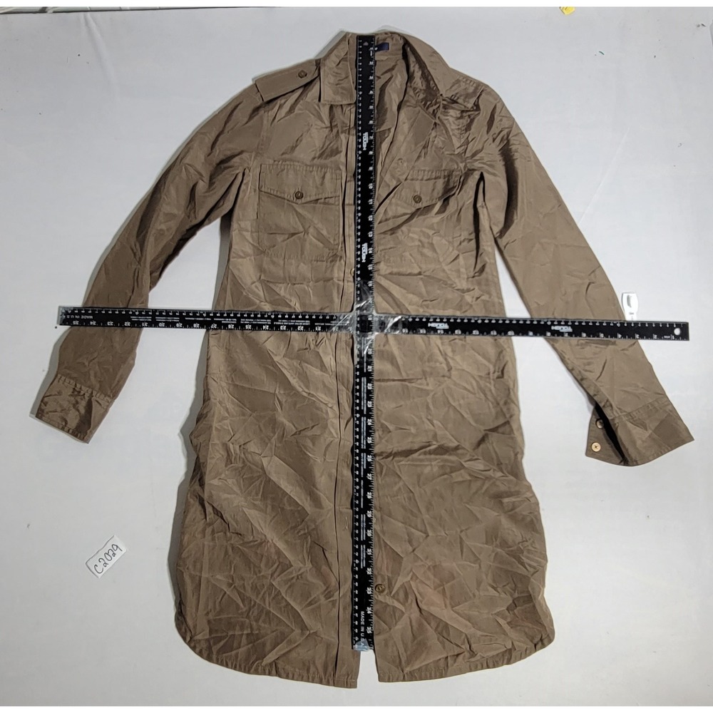 Gap Women Olive Green Military Utility Shirt Dress Long Sleeve Size 0 Epaulets - Picture 3 of 4